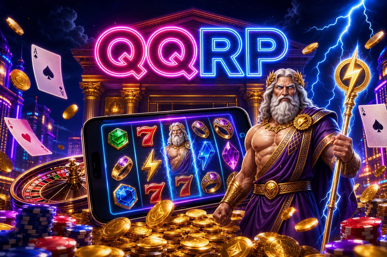 Halaman hadiah QQRP berisi bonus pendaftaran dan kredit gratis deposit pertama